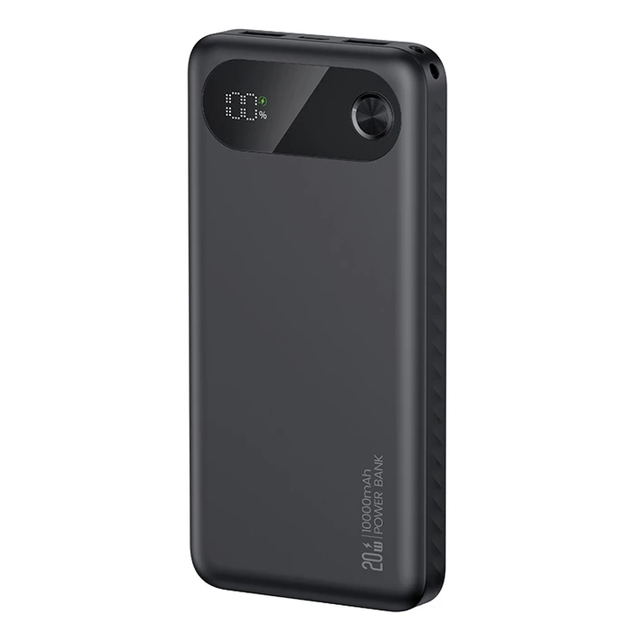 USAMS Power Bank CD249 with Display, 3x Output Ports, 10000mAh, 20W PD - Black