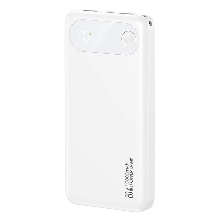 USAMS CD249 Power Bank 10000mAh with Display, 3x Output Ports, PD 20W, White