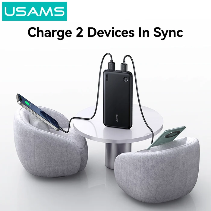 USAMS Power Bank CD253, 10000mAh, 2x USB outputs, 10W, White