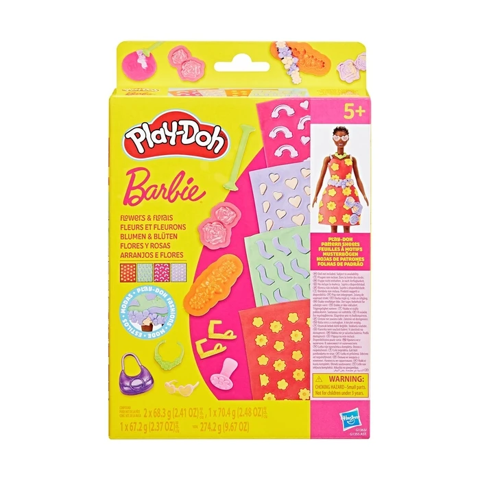 Πλαστελίνη Hasbro Play-Doh: Fashion - Barbie Designer Patterns Packs Flowers And Florals (G1363)