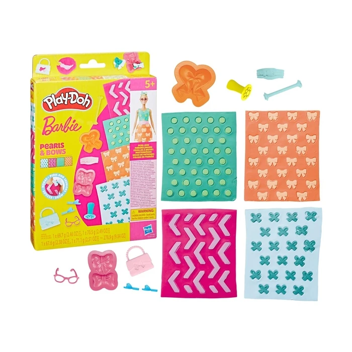Πλαστελίνη Hasbro Play-Doh: Fashion - Barbie Designer Patterns Packs Pearls And Bows (G1365)