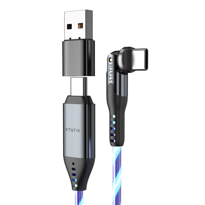 Καλώδιο USB Statik PowerPivot Pro rotating 2-in-1 USB-C Blue Glow 2m