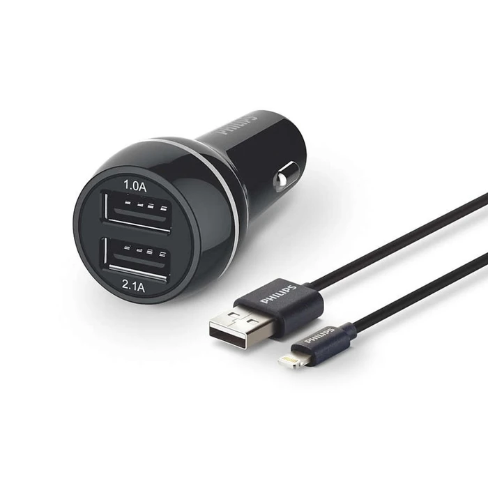 Φορτιστής Αυτοκινήτου Philips Dual Car 15W with Apple Lightning MFI