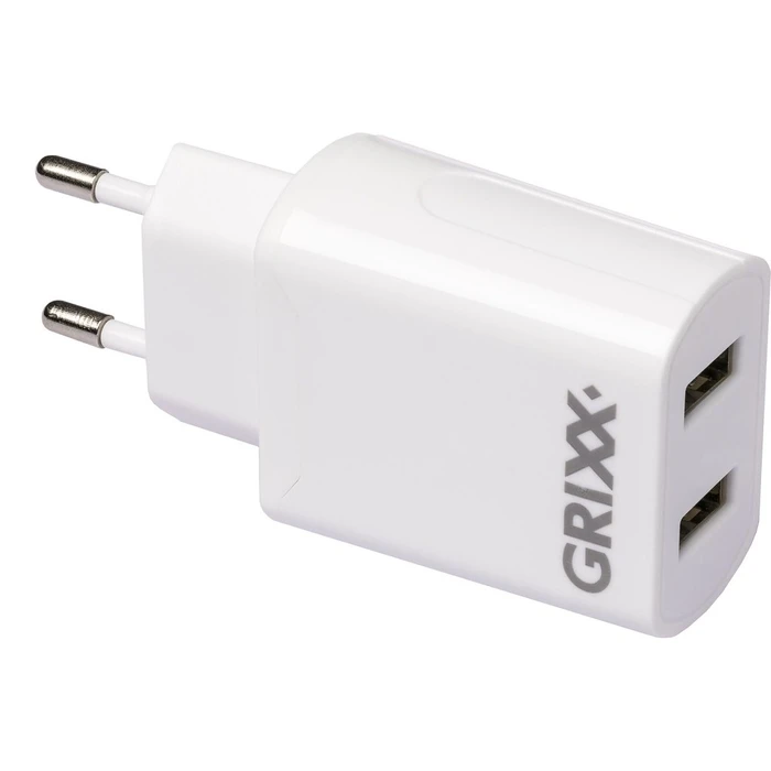 Φορτιστής Πρίζας Grixx Power Adapter 220V White Dual USB A