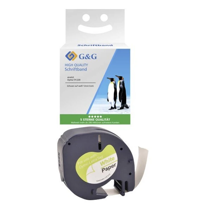 Ταινία Ετικετογράφου G&G 12mm x 4m sw-ws Συμβατή Dymo S0721520/ 91220