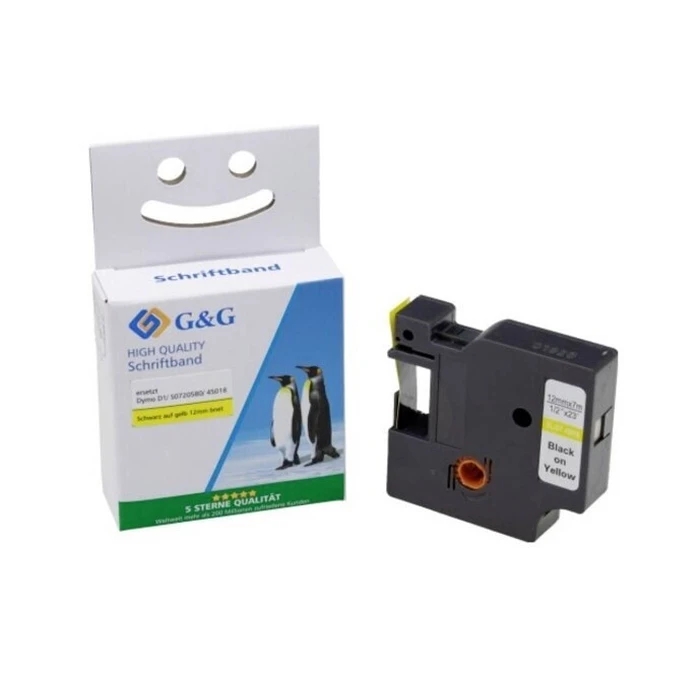 Ταινία Ετικετογράφου G&G 12mm x 7m sw-gb Συμβατή Dymo D1/ 45018/ S072058