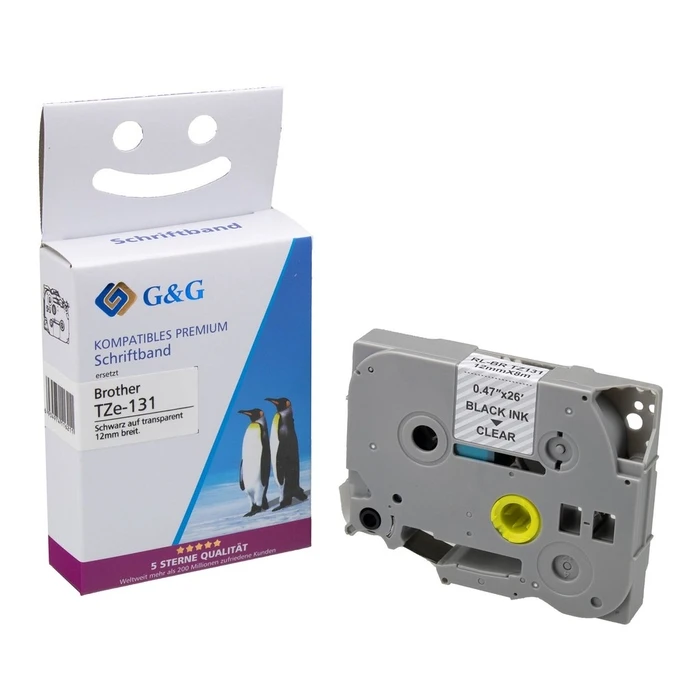 Ταινία Ετικετογράφου G&G 12mm x 8m sw-tr. Συμβατή Brother TZe-131