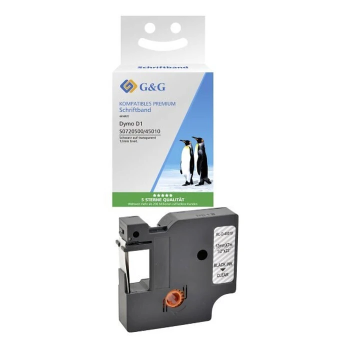 Ταινία Ετικετογράφου G&G 12mm x7m sw-tr. Συμβατή Dymo D1/ 45010/ S072050