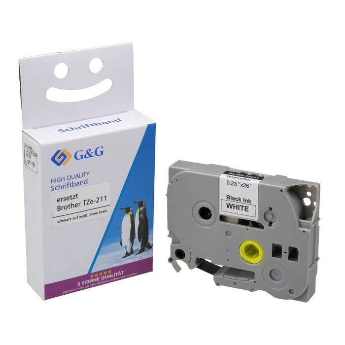 Ταινία Ετικετογράφου G&G 6mm x 8m sw-ws Συμβατή Brother TZe-211