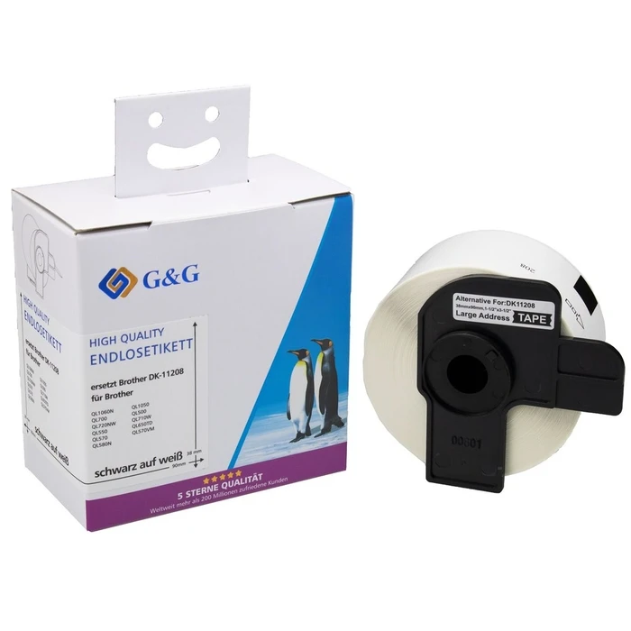 Ταινία Ετικετογράφου G&G 38mm x 90mm sw-ws Συμβατή Brother DK-11208
