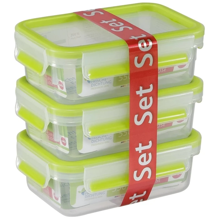 Δοχεία Φαγητού Emsa Food Clip&Close 515583 transp./green 0,55l 3p Set