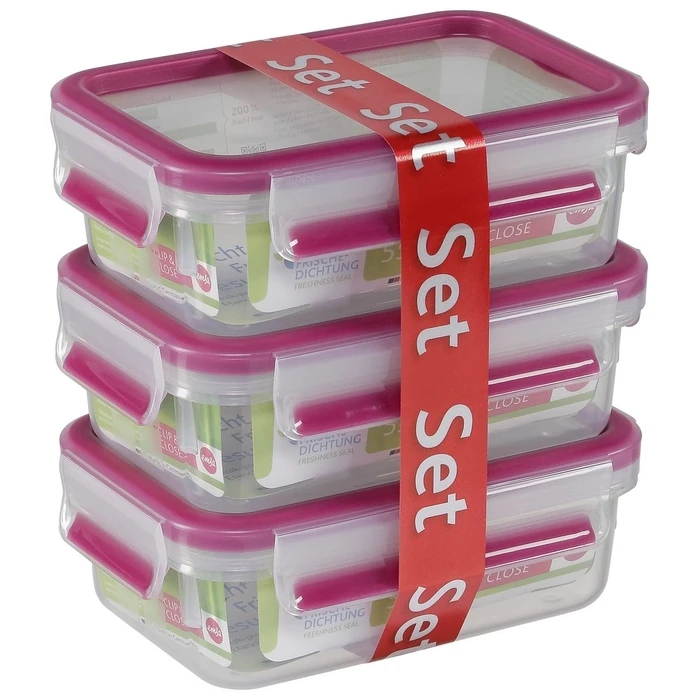 Δοχεία Φαγητού Emsa Food Clip&Close 515582 transp./pink 0,55l 3 piece Set