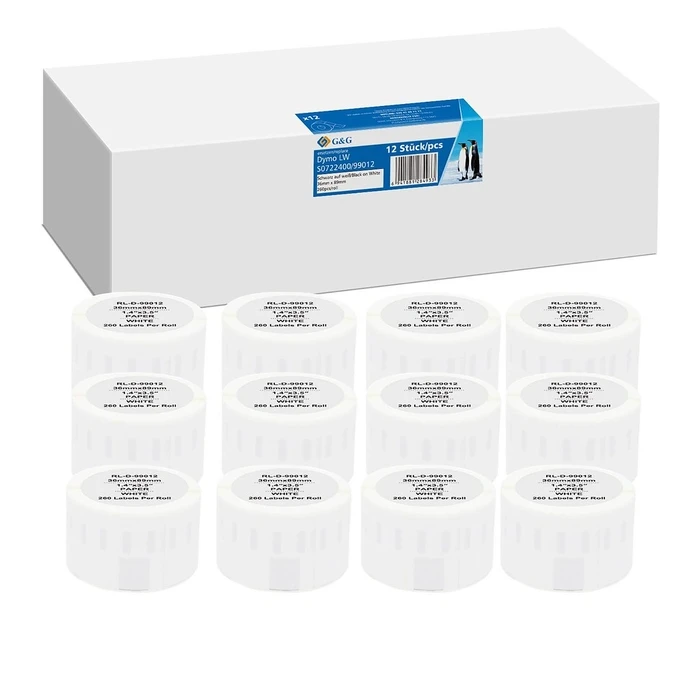 Αυτοκόλλητες Ετικέτες Ρολό 12x G&G 36mm x 89mm sw Συμβατή Dymo 99012/ s0722400