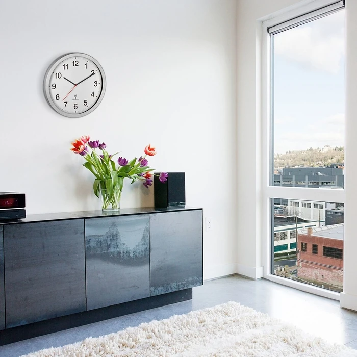 Ρολόι Τοίχου TFA 60.3545.02 Brushed aluminum frame, white dial