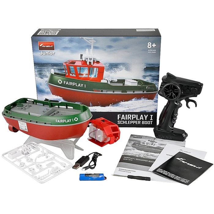 Τηλεκατευθυνόμενο Σκάφος Amewi Fairplay I Schlepper 1:72 RTR Green 2,4 GHz