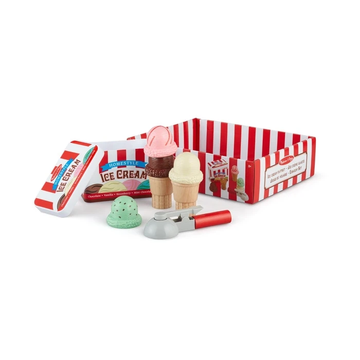 Παιχνίδι Μαγειρικής Melissa & Doug Pretend Play: Wood Scoop & Stack - Ice Cream Playset (6074871)