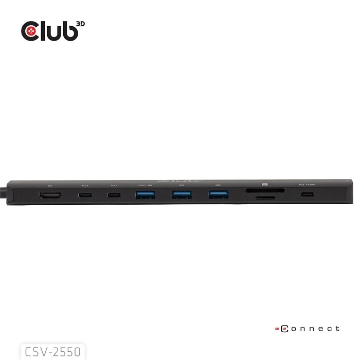 Docking Station Club 3D USB-C 10in1 >HDMI/3xUSB-C/3xUSB/LAN 8K30Hz PD140W