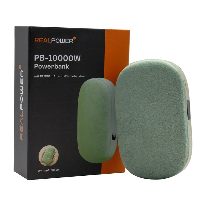 Power Bank Realpower PB-10000W,10.000mAh,Green,heat function