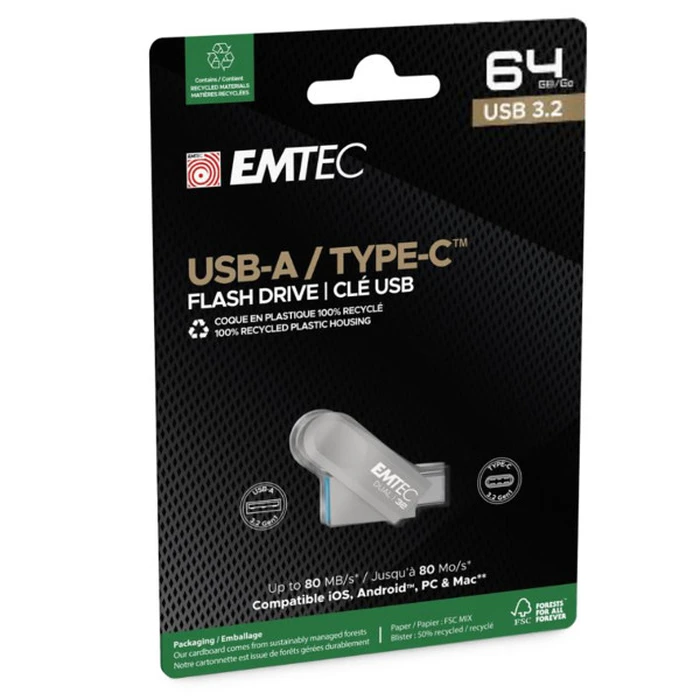 USB Flash 64GB Emtec USB3.2 Type-C Dual D280