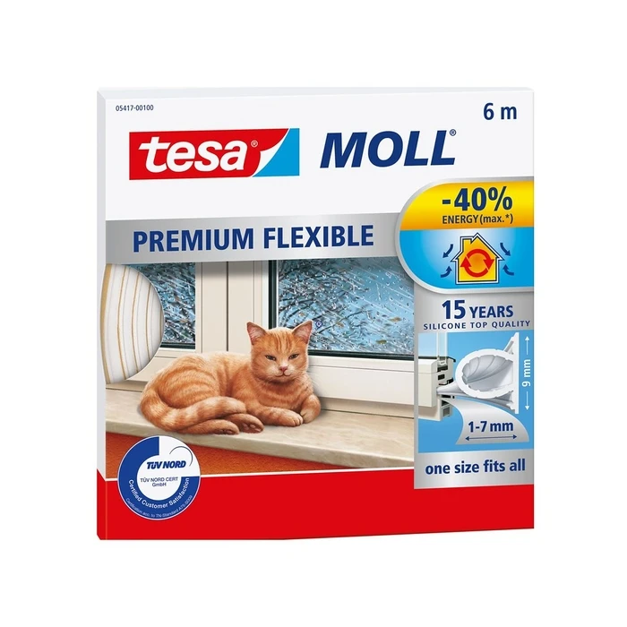 Αεροστόπ Tesamoll silicone seal Premium Flexible 6mx9mmx7mm white