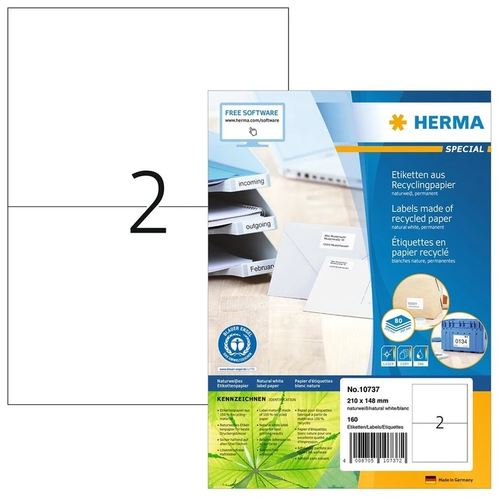 Αυτοκόλλητες Ετικέτες Herma A4 210x148 mm Rec.Blueer Engel 160 St.