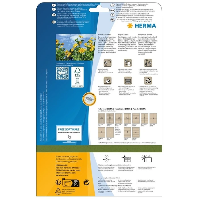 Αυτοκόλλητες Ετικέτες Herma Silphie A4 20 sheets 99.1x67.7