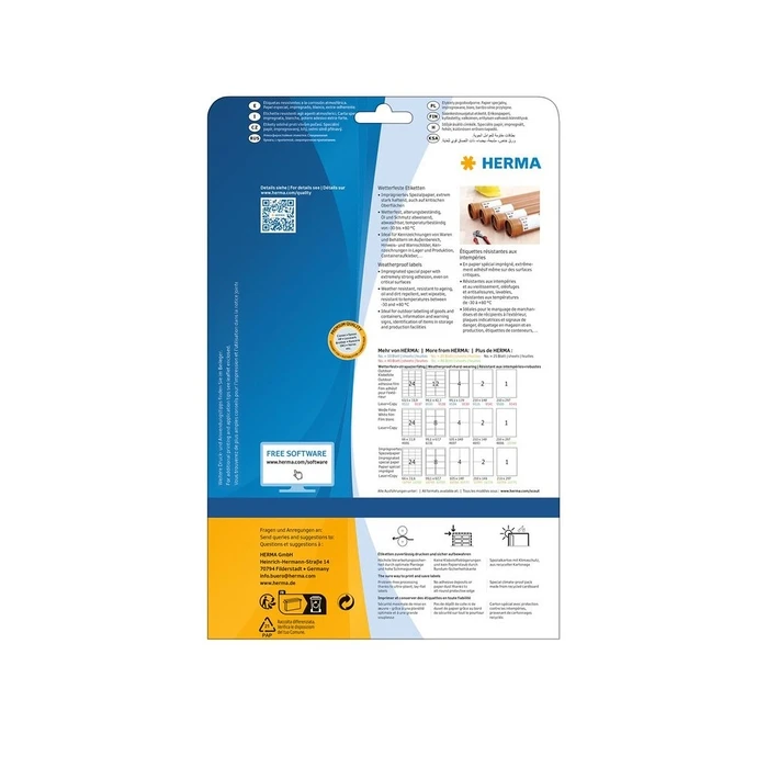 Αυτοκόλλητες Ετικέτες Herma Weatherproof Waterproof Labels A4 20 Sheets 210x297