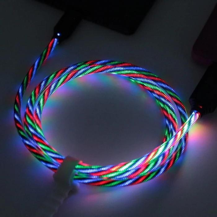 Καλώδιο USB 2GO Data "Tricolor" LED-Lighting USB-C 3.1 1m