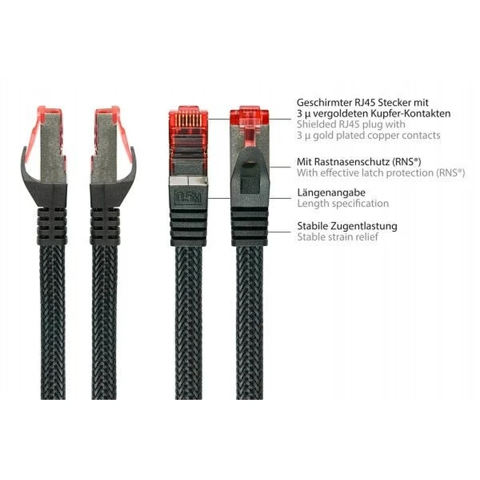 Καλώδιο Δικτύου Python Cat.6 with nylon Black 0,5m