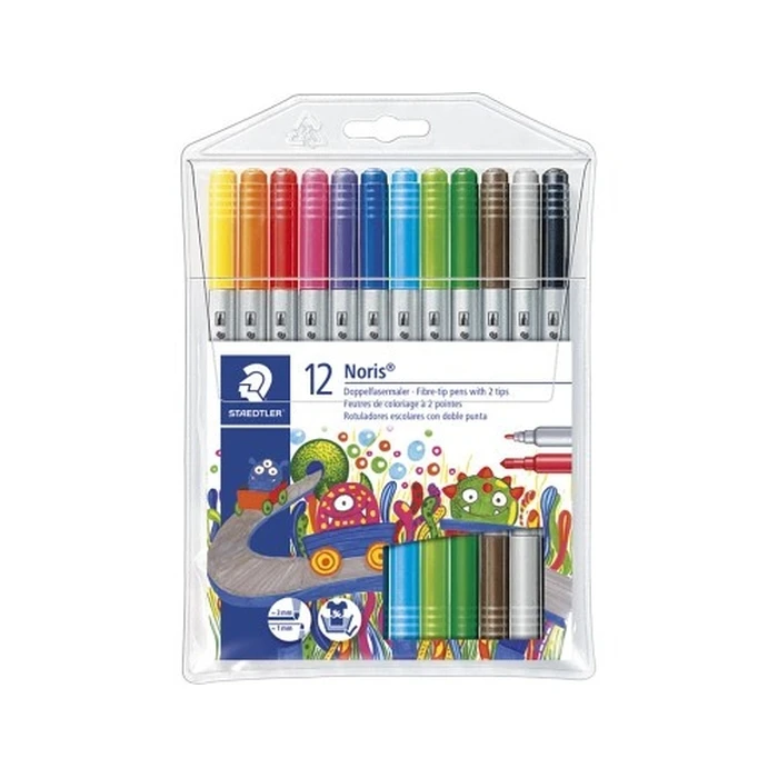 Μαρκαδόροι Staedtler Noris Club Fiber pens with double tip, pack of 12