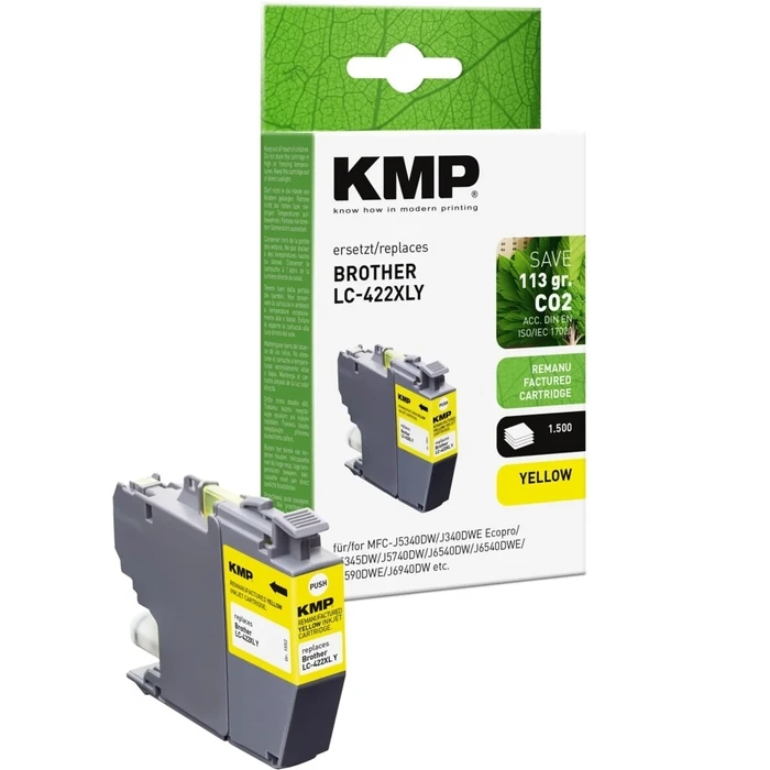 Μελάνι Συμβατό KMP Brother MFC-J5340DW LC422XLY Yellow 1500S. 20ml remanufactured