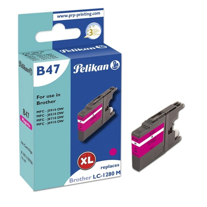 Μελάνι Συμβατό Pelikan Brother B47 LC1280XL ma Magenta remanufactured