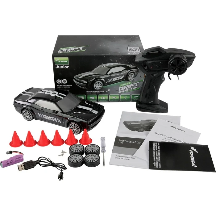 Τηλεκατευθυνόμενο Amewi Drift Muscle Car 4WD 1:20 RTR Black with underbody protection