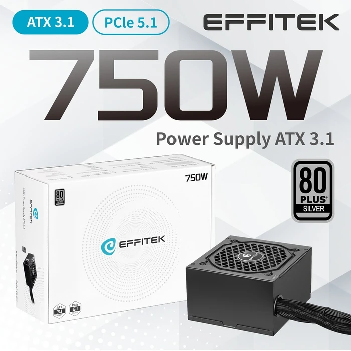 Τροφοδοτικό 750W Effitek Silver ATX 3.1, PCI 5.1