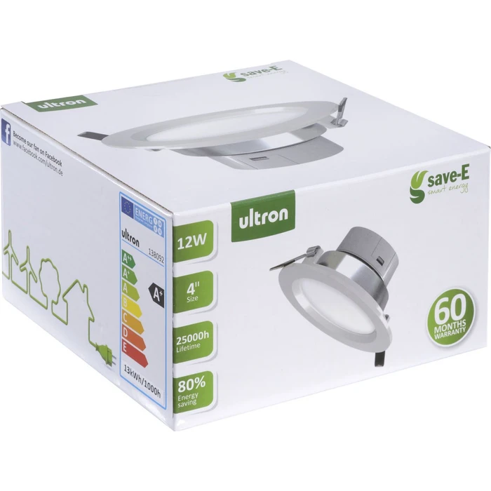 Χωνευτό Σποτ Ultron LED save-E 4'' 12 Watt 4000K, 650lm