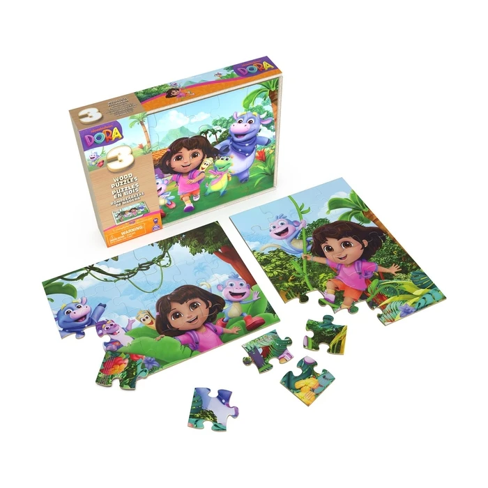 Παζλ Spin Master Dora: Board Games - 3 Wood Puzzles (6071059)