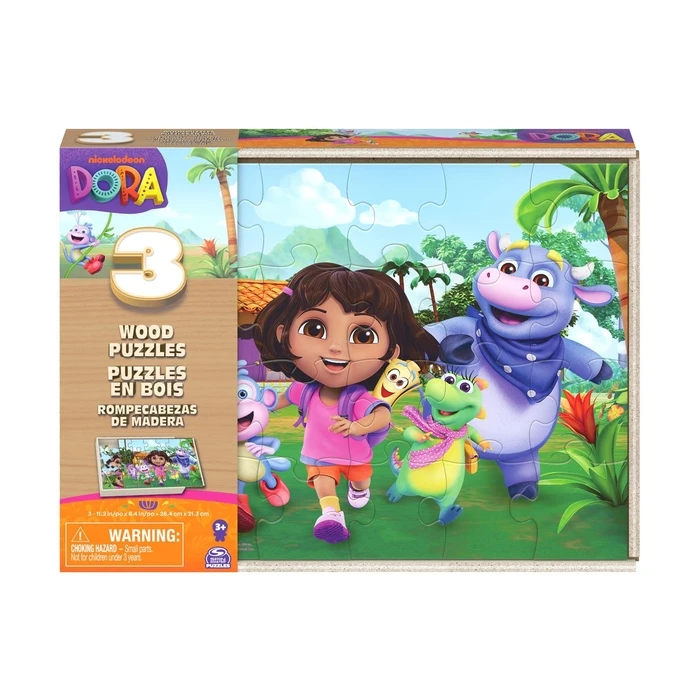 Παζλ Spin Master Dora: Board Games - 3 Wood Puzzles (6071059)