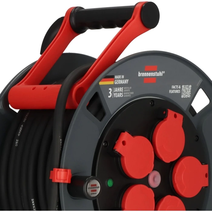 Brennenstuhl Professional Extension Cable Reel IP44 25m, 5 Sockets, Black