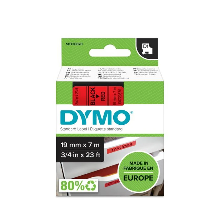 Ταινία Ετικετογράφου Dymo D1 Standard - Black on Red - 19mm