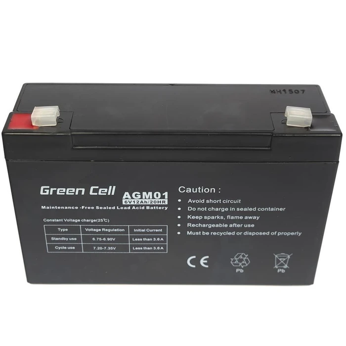 Μπαταρία UPS Green Cell AGM 6V 12Ah - 12.000 mAh Sealed Lead Acid (VRLA)