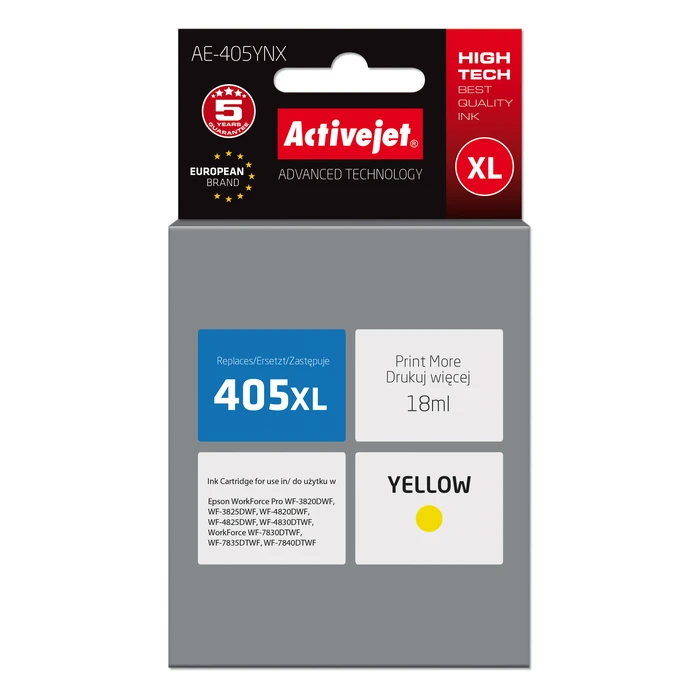 Μελάνι Συμβατό Activejet AE-405YNX for Epson printer; Epson 405XL C13T05H44010 Supreme; 18ml; yellow