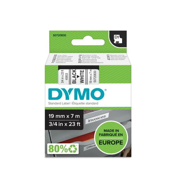 Ταινία Ετικετογράφου Dymo D1 Standard - Black on White - 19mm