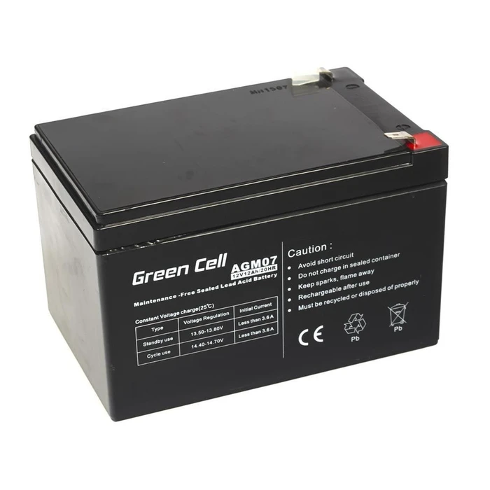 Μπαταρία UPS Green Cell AGM 12V 12Ah - 12.000 mAh Sealed Lead Acid (VRLA)