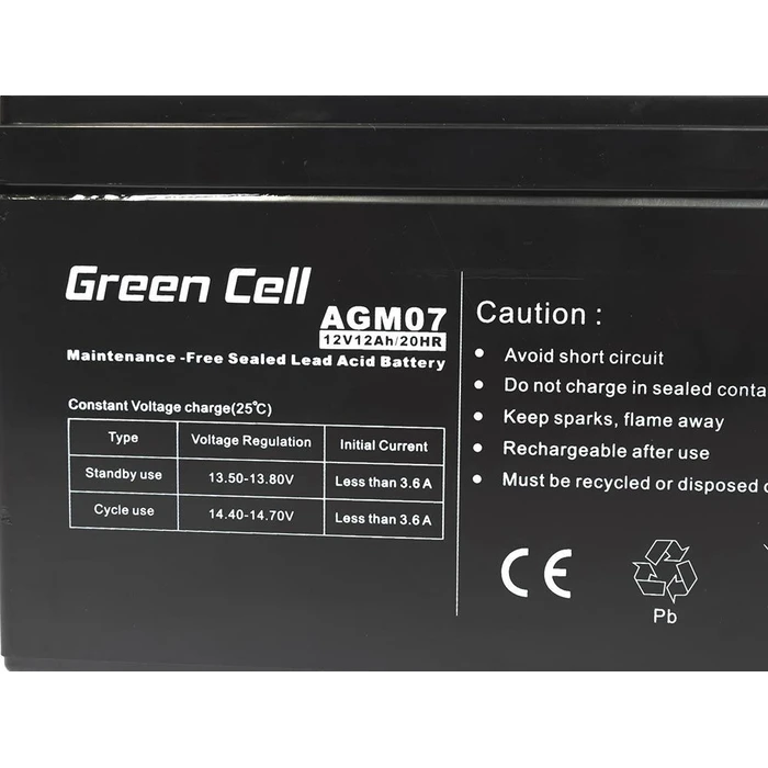 Μπαταρία UPS Green Cell AGM 12V 12Ah - 12.000 mAh Sealed Lead Acid (VRLA)