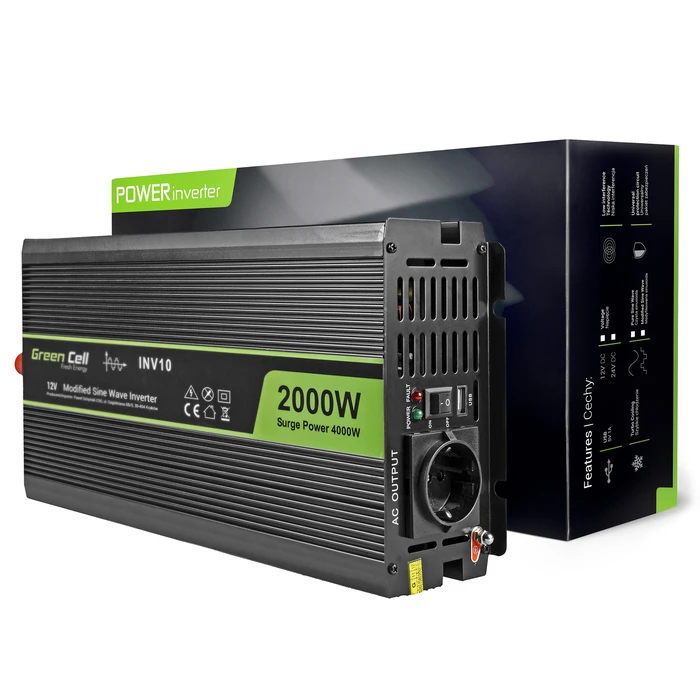 Inverter Αυτοκινήτου Green Cell INV10 Auto 2000 W Black
