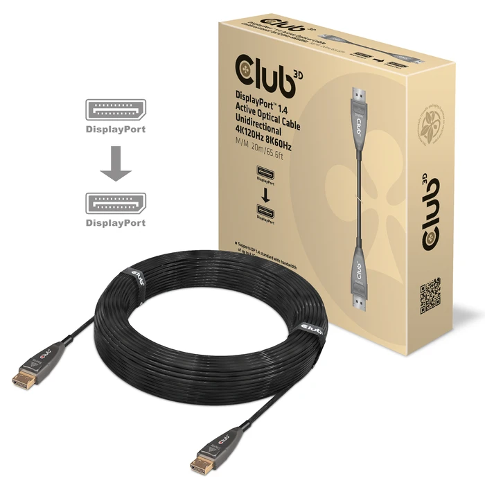 Καλώδιο DisplayPort Club 3D 1.4 Active Optical Cable Unidirectional 4K120Hz 8K60Hz M/M 20m