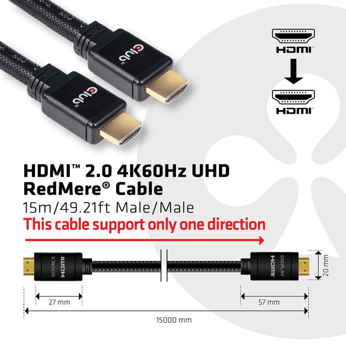 Καλώδιο HDMI Club 3D 2.0 4K60Hz RedMere 15