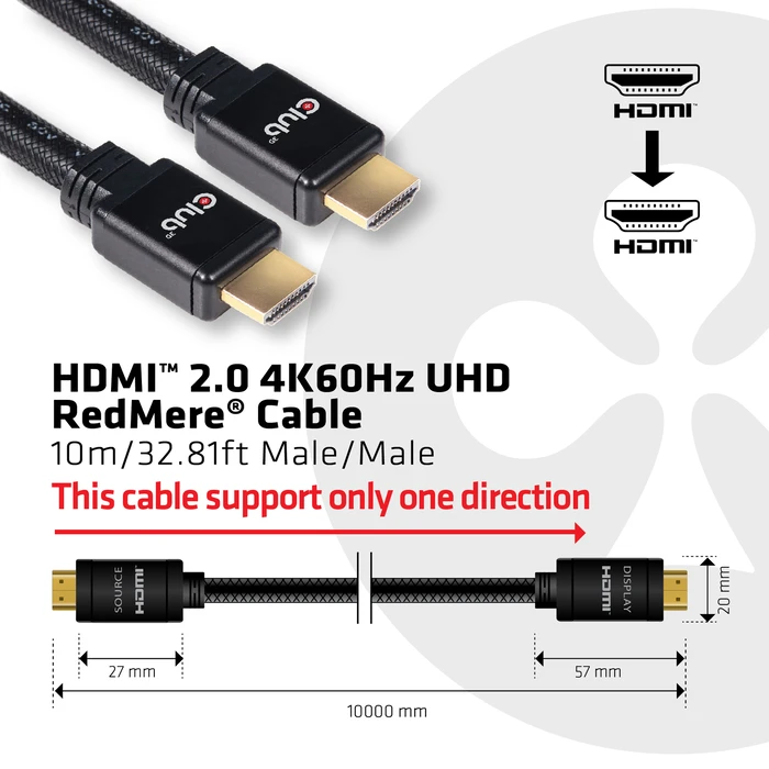 Καλώδιο HDMI Club 3D 2.0 4K60Hz RedMere 10m/32.8ft