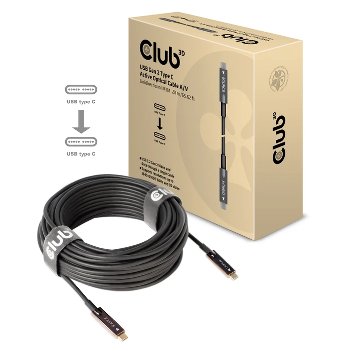 Καλώδιο USB Club 3D USB Gen 2 Type C Active Optical A/V Unidirectional M/M 20 m/ 65.62 ft