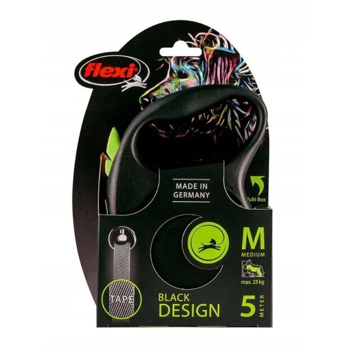 Λουράκι Σκύλου Flexi Automatic Black Design M, 5 m, green